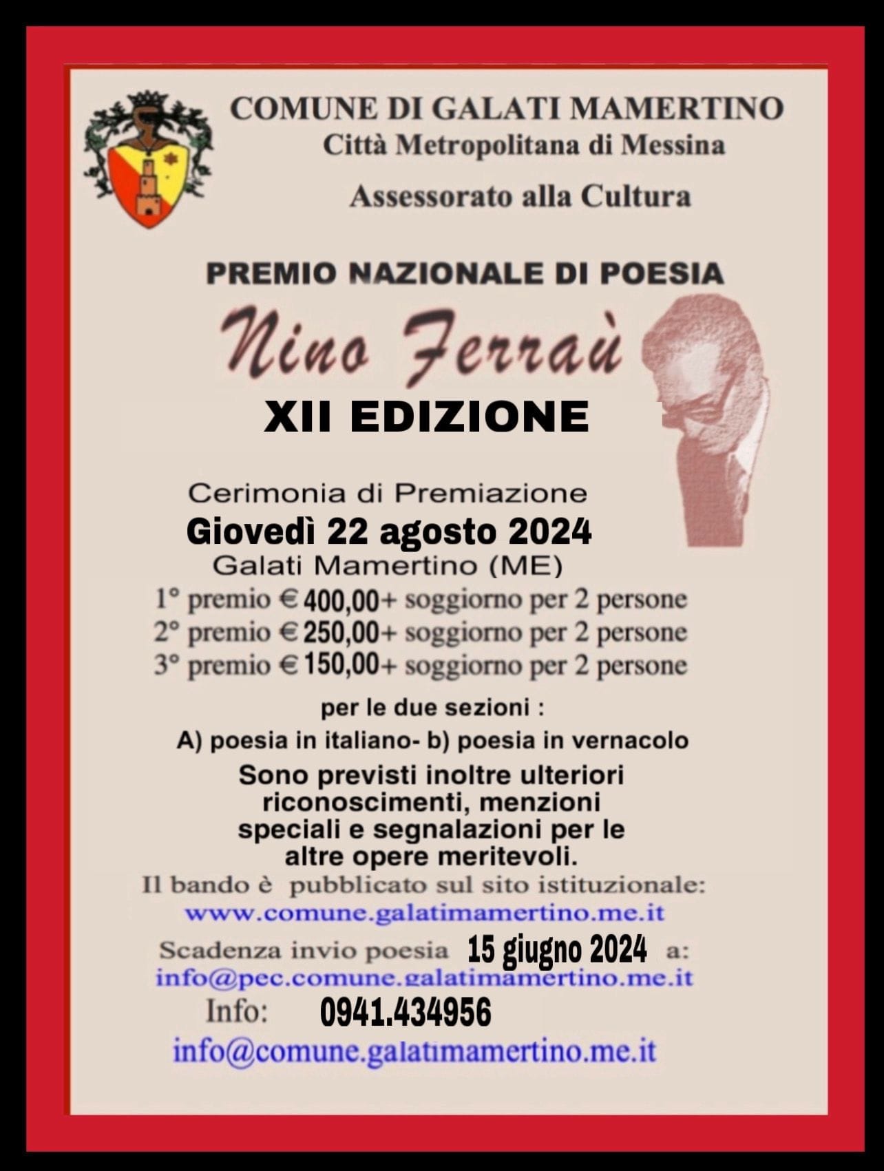 Premio Nazionale di Poesia “Nino Ferraù” 2024
