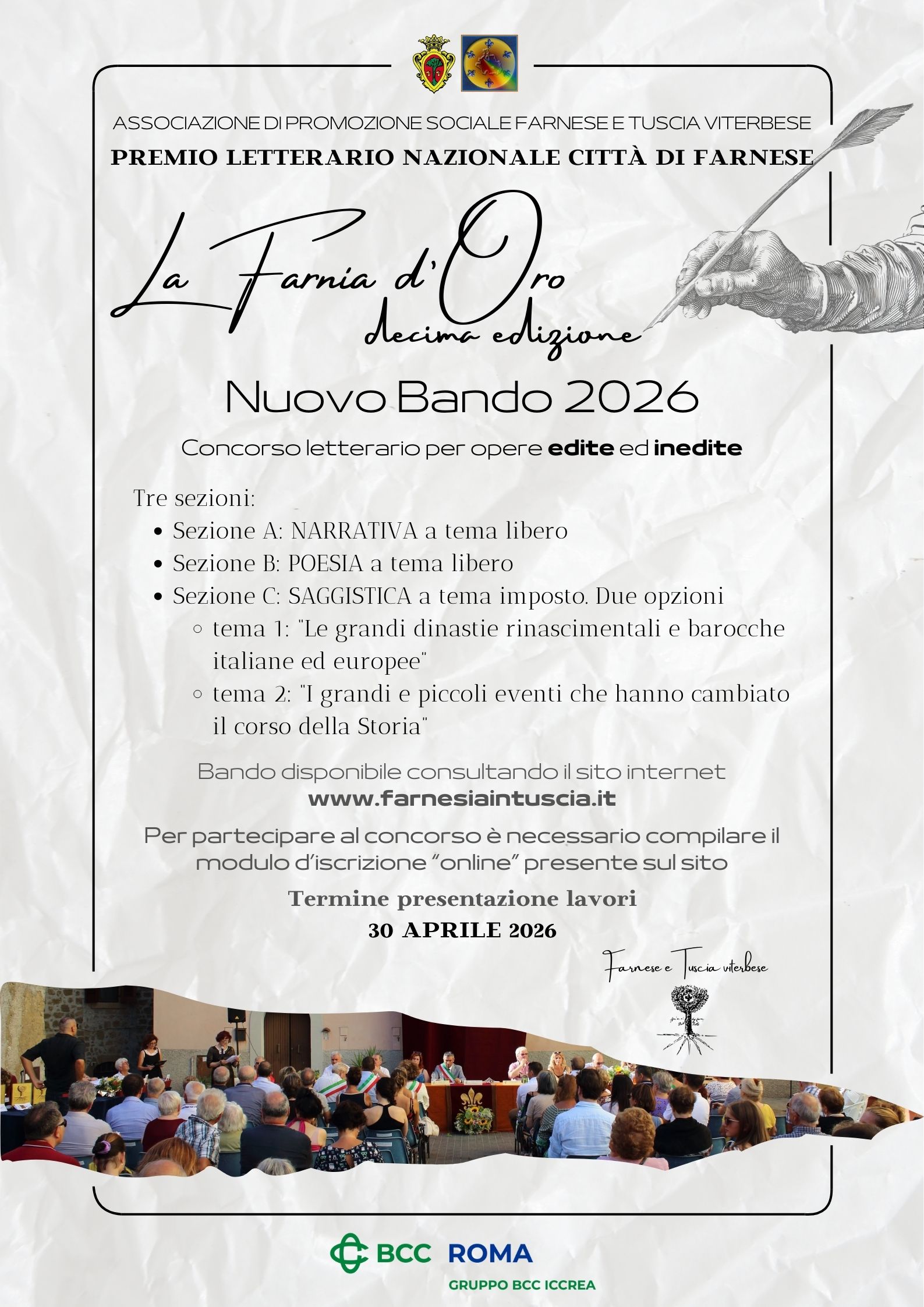 Concorso letterario nazionale “La Farnia d’Oro”, X° ed anno 2025