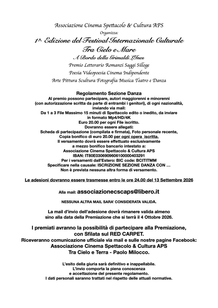 Tra Cielo e Mare 1^ Edizione Festival Internazionale Culturale