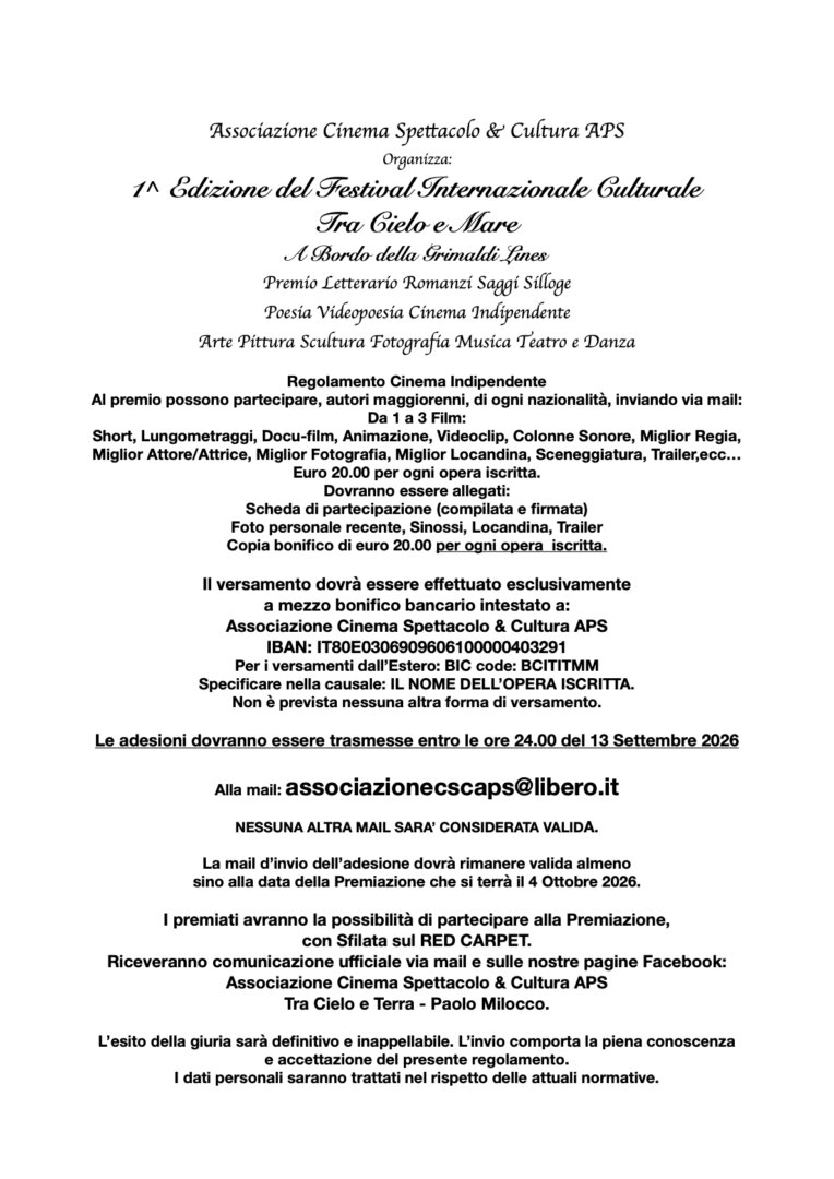 Tra Cielo e Mare 1^ Edizione Festival Internazionale Culturale