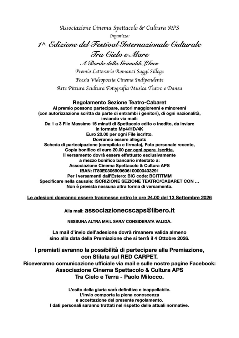 Tra Cielo e Mare 1^ Edizione Festival Internazionale Culturale