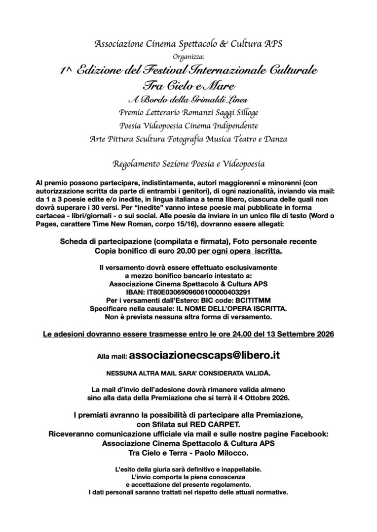 Tra Cielo e Mare 1^ Edizione Festival Internazionale Culturale