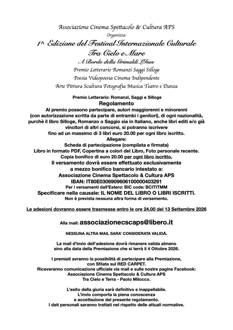 Tra Cielo e Mare 1^ Edizione Festival Internazionale Culturale