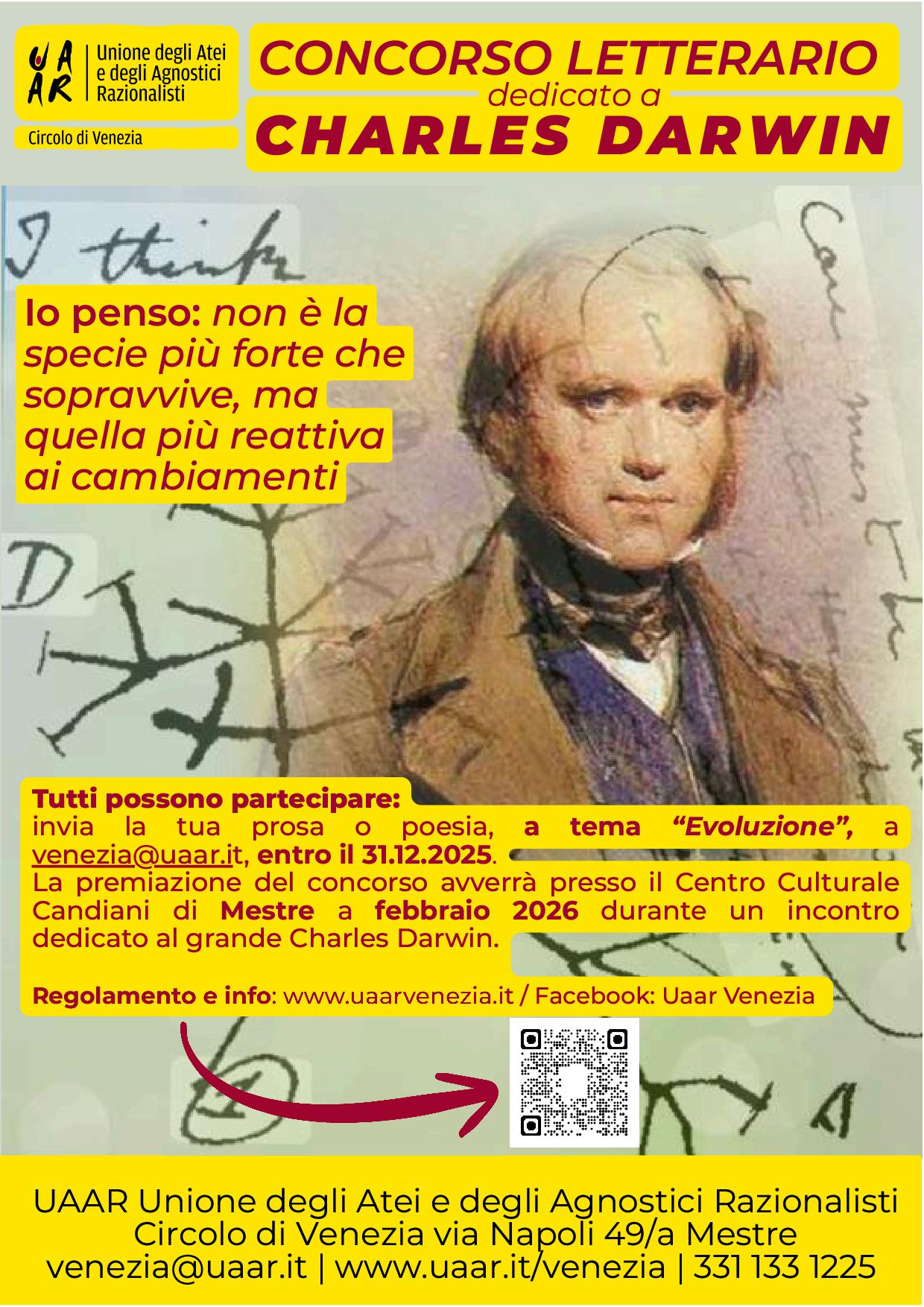 Concorso letterario dedicato a Charles Darwin