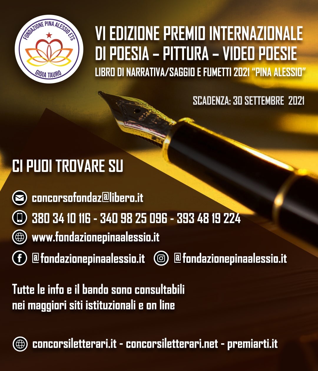 Premio Internazionale Di Poesia Pittura Video Poesie Libro Di Narrativa Saggio E Fumetti 2021 Pina Alessio Concorsiletterari Net
