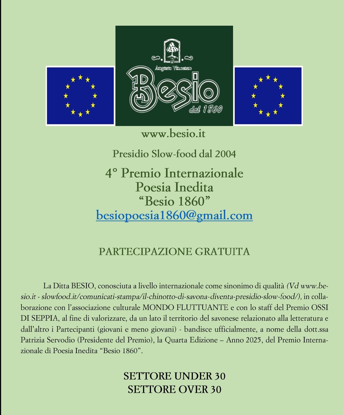 Premio “BESIO 1860” Anno 2025