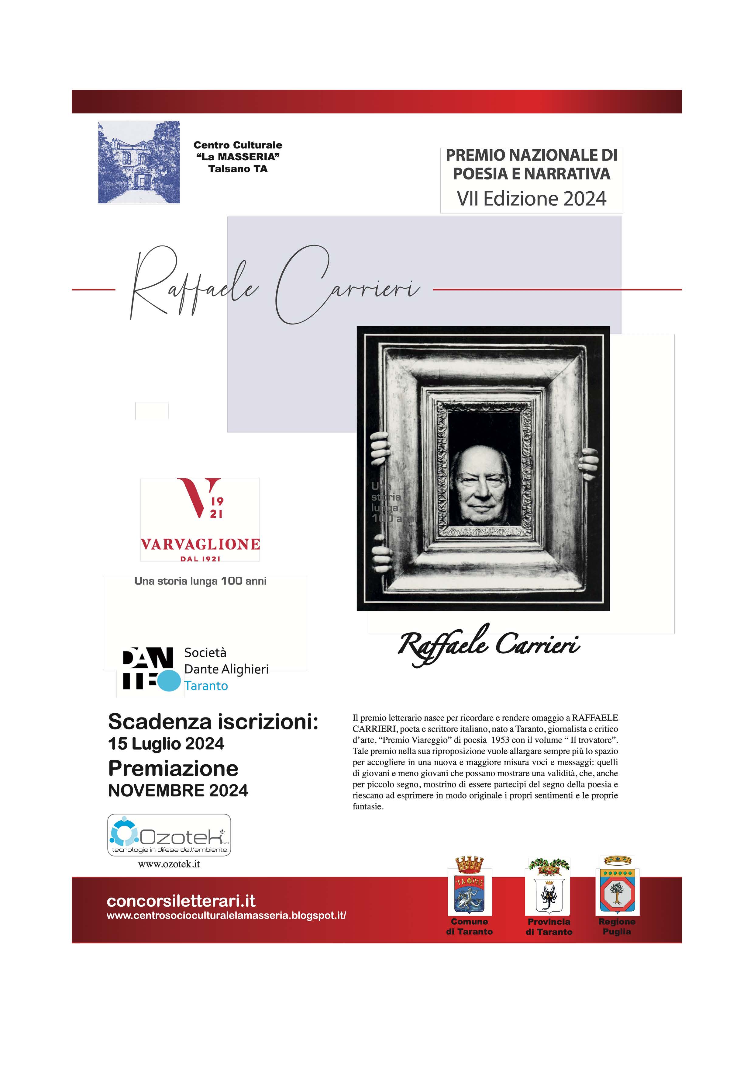 Premio Nazionale di Poesia e Narrativa "Raffaele Carrieri" VII Edizione 2024