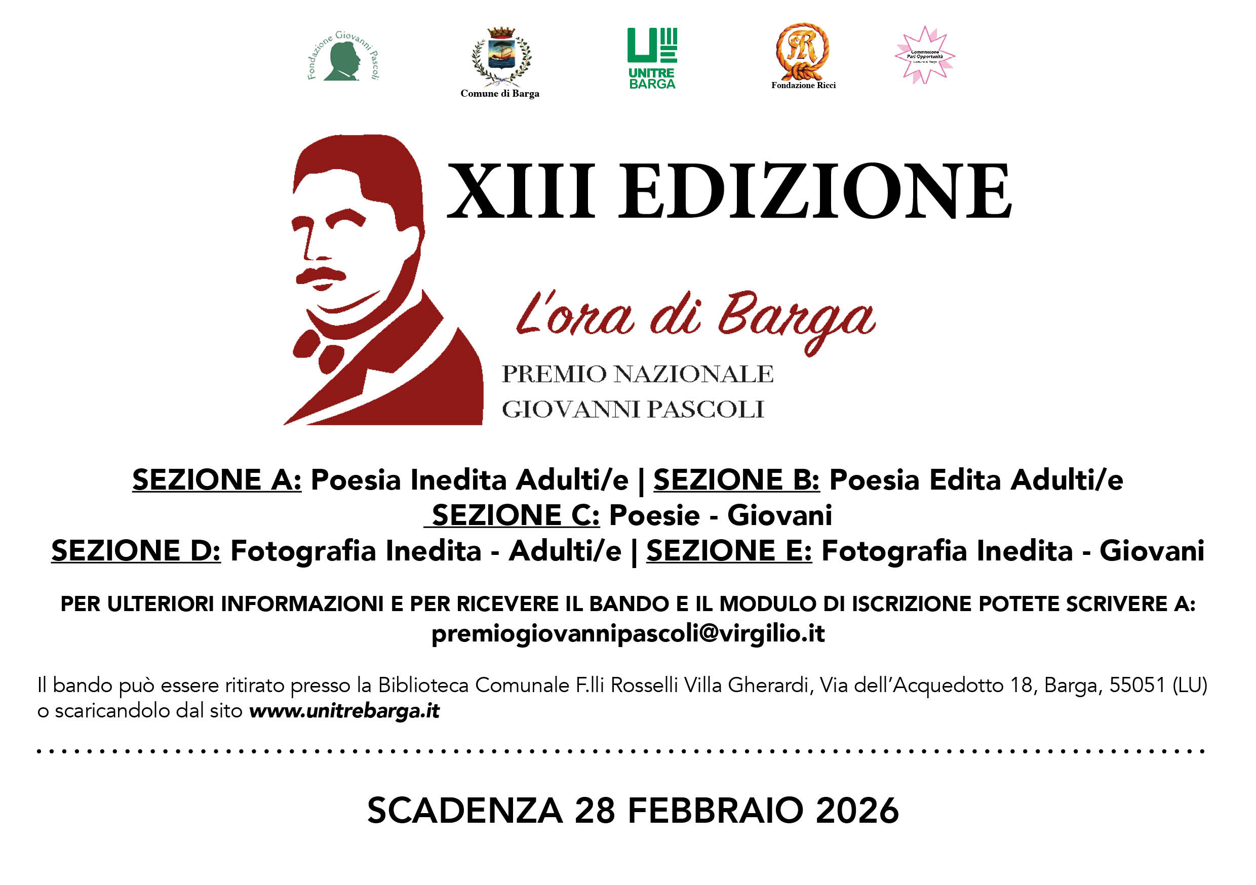 Premio Nazionale Giovanni Pascoli L’ora di Barga 2026