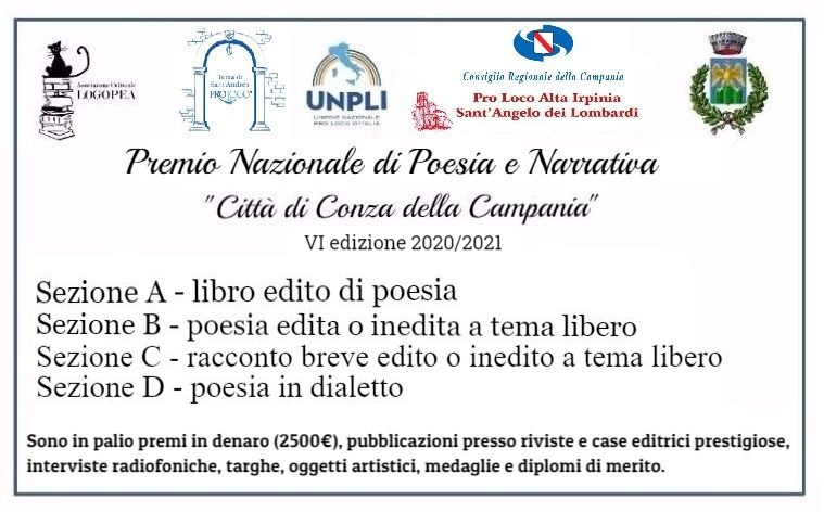 Premio Nazionale di Poesia e Narrativa “Città di Conza della Campania” – VI edizione 2020/2021
