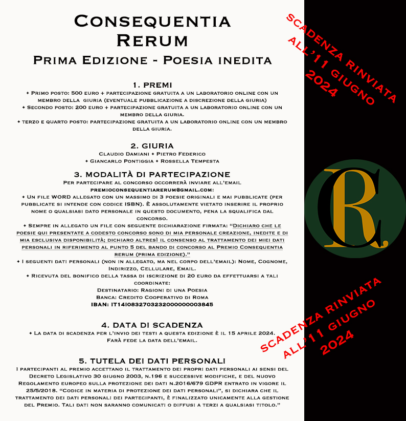 Consequentia Rerum – Poesia Inedita – I edizione