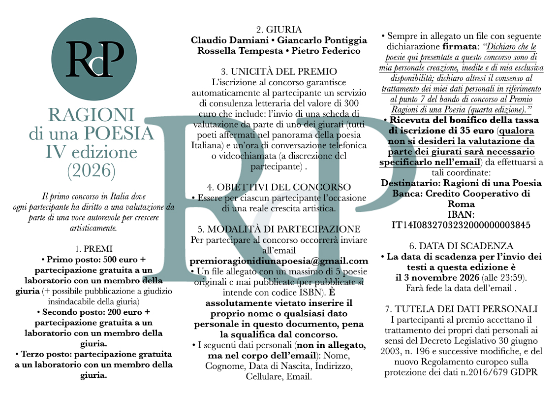RAGIONI DI UNA POESIA – IV EDIZIONE