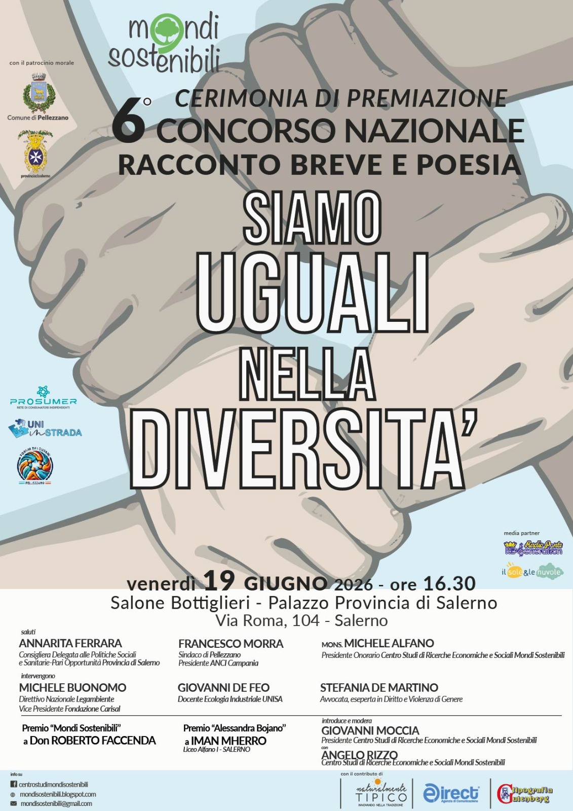 Comunicato stampa Cerimonia di premiazione 6° edizione “Siamo uguali nella diversità”