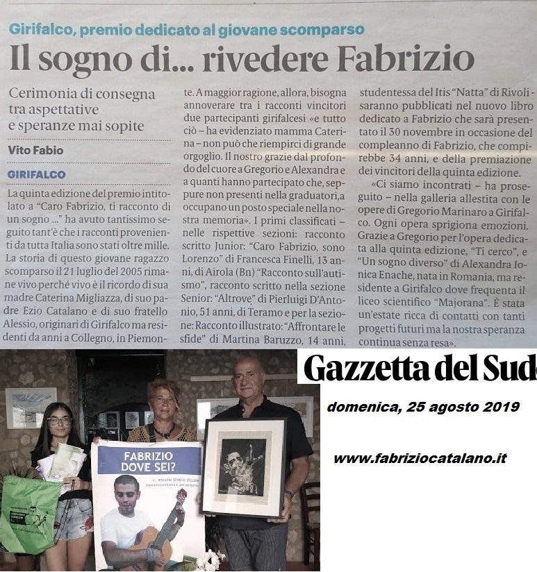 Il sogno di … rivedere Fabrizio – premio letterario dedicato al giovane scomparso