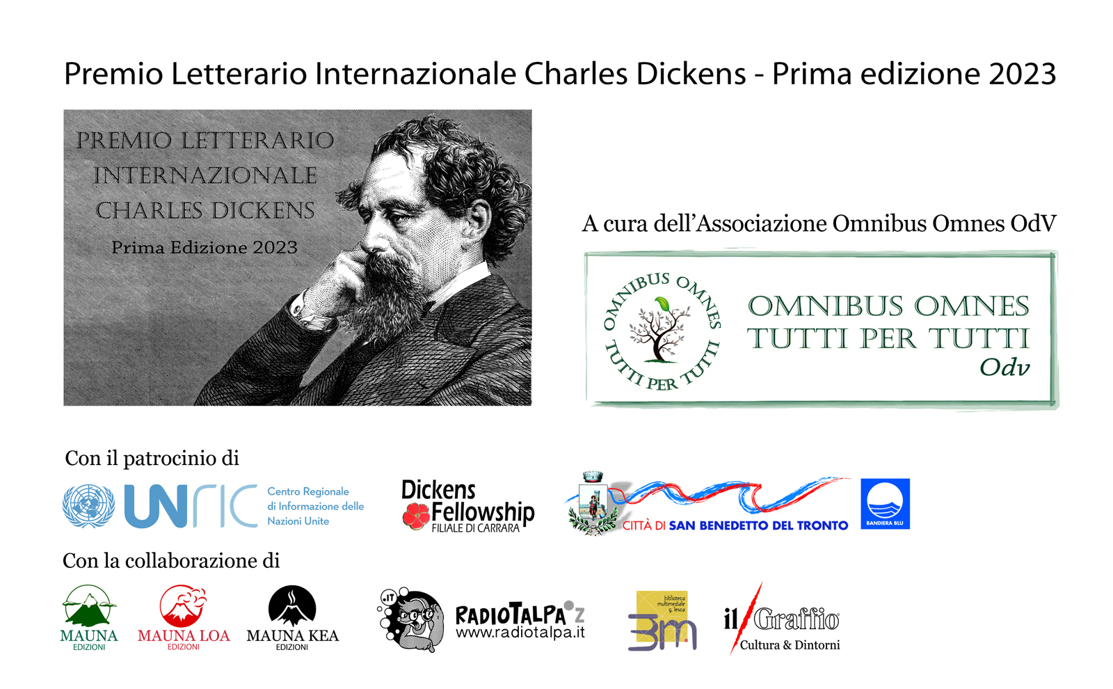 Patrocinio di Unric-ONU Italia e del Dickens Fellowship per il Premio Letterario Internazionale Charles Dickens